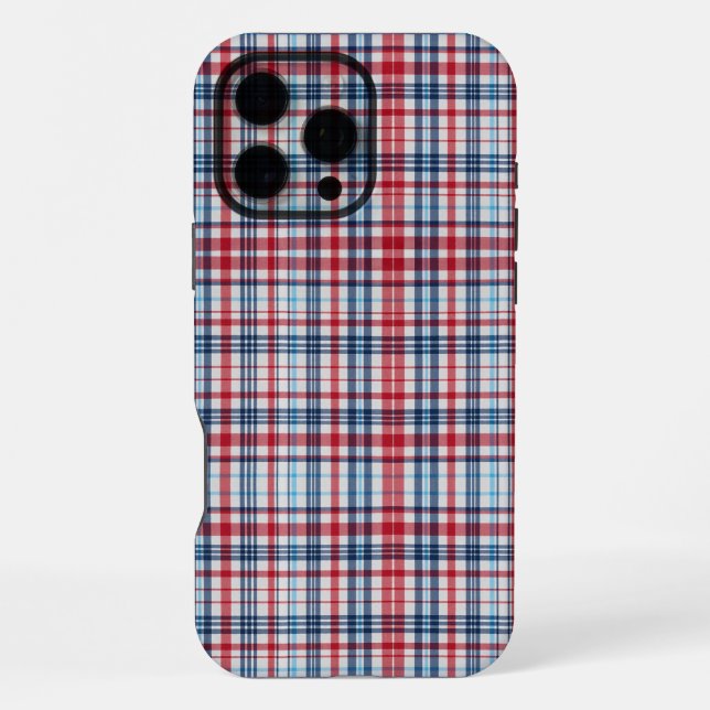 Vintage, plaid red white blue pattern  iPhone case (Back)