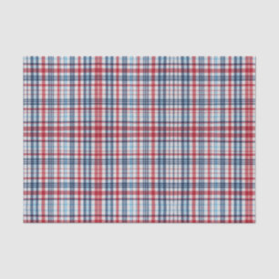 Vintage, plaid red white blue pattern  tissue paper