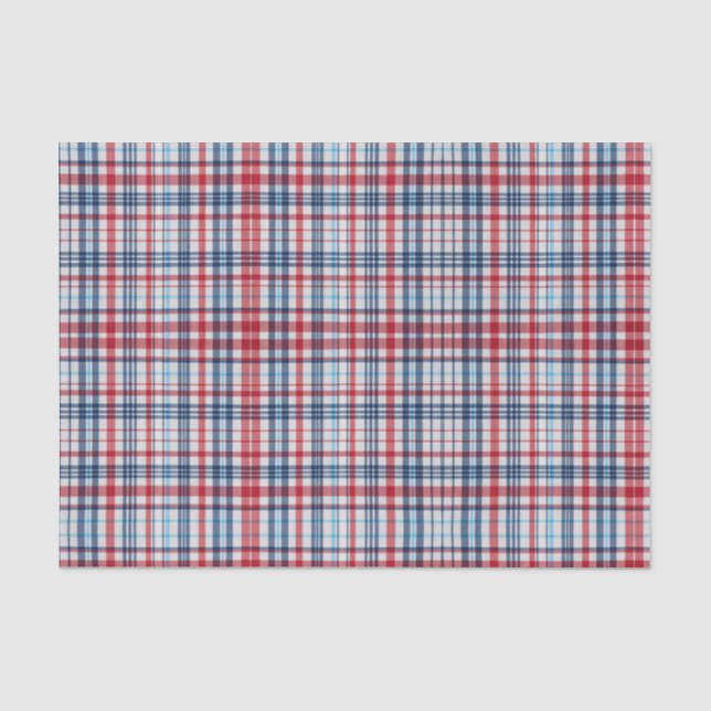 Vintage, plaid red white blue pattern  tissue paper (Front)