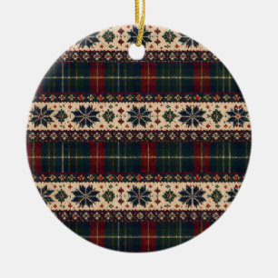 Vintage Plaid & Snowflake Christmas Ornament
