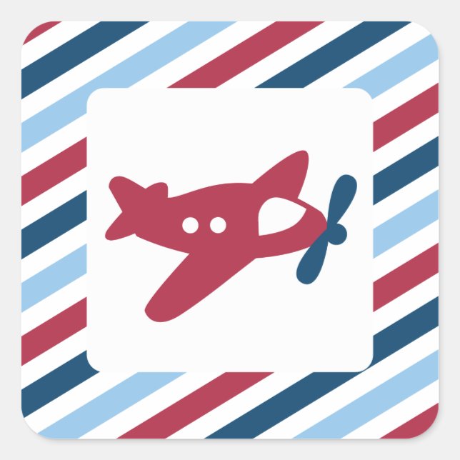 Vintage Plane Airmail Square Sticker (Front)
