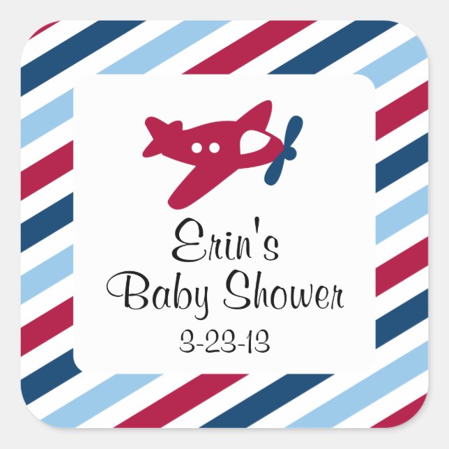 Vintage Plane Airmail Square Sticker (Front)