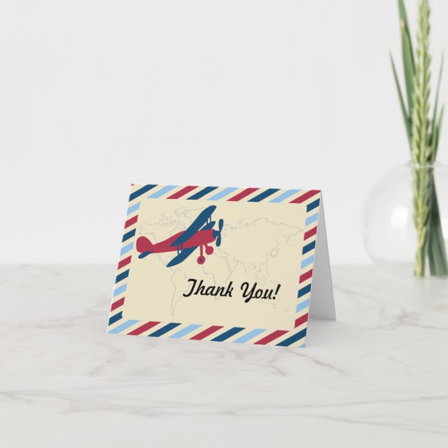 Vintage Plane Airmail Thank you (Front)