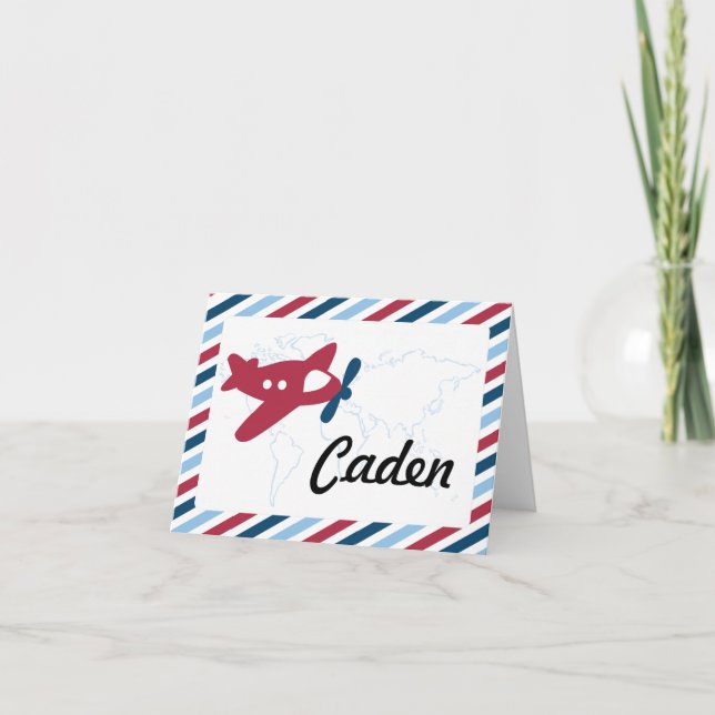 Vintage Plane Airmail Thank you Card (Front)