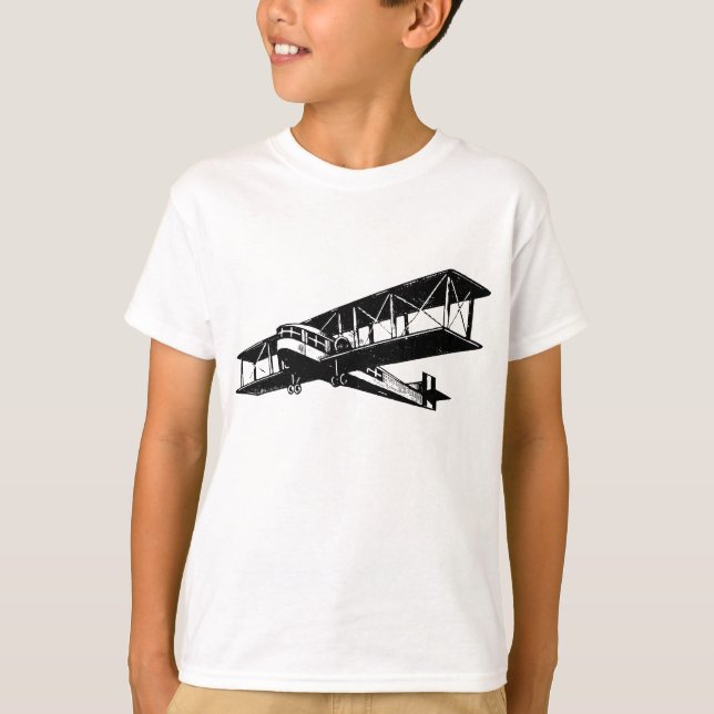 Vintage Plane - Black T-Shirt (Front)