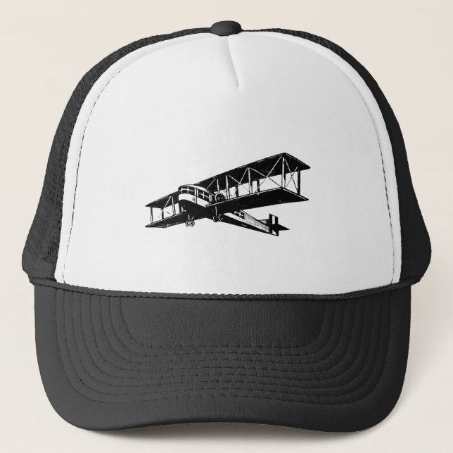 Vintage Plane - Black Trucker Hat (Front)