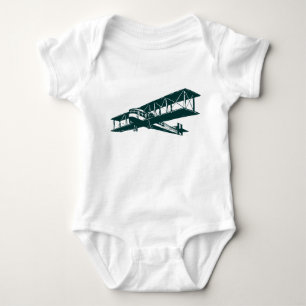 Vintage Plane - Dark Green Baby Bodysuit