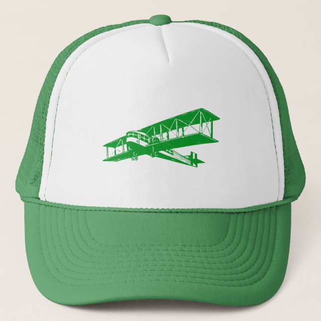 Vintage Plane - Grass Green Trucker Hat (Front)