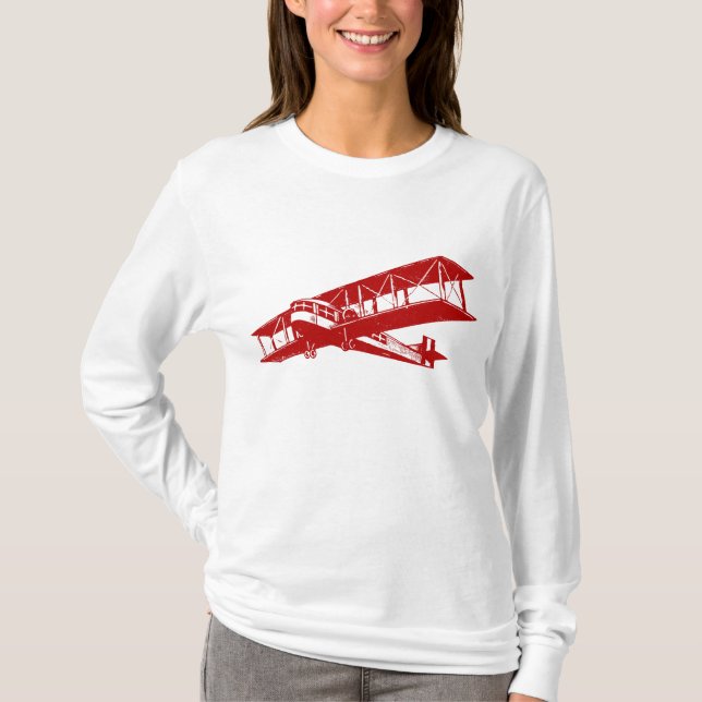 Vintage Plane - Ruby Red T-Shirt (Front)