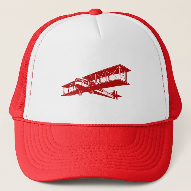 Vintage Plane - Ruby Red Trucker Hat (Front)