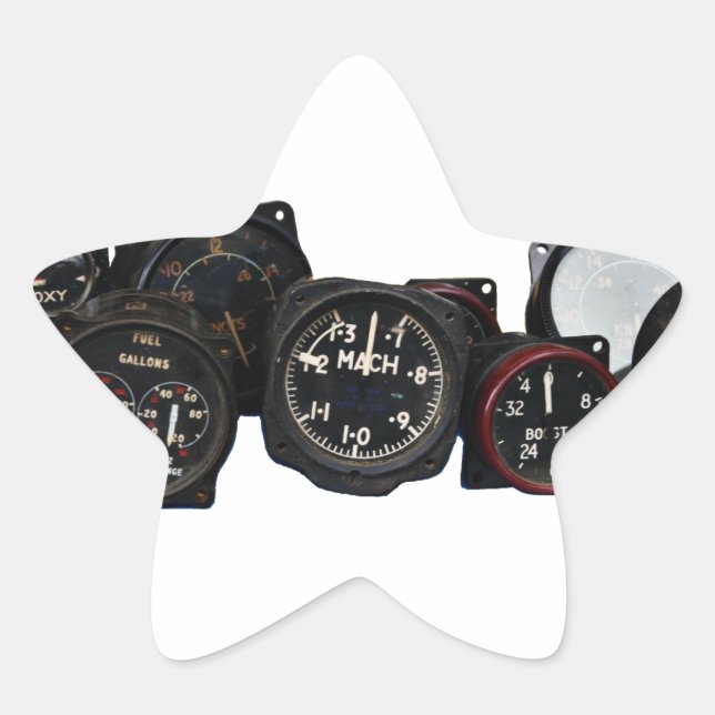 Vintage plane WWII flying dials displays Star Sticker (Front)