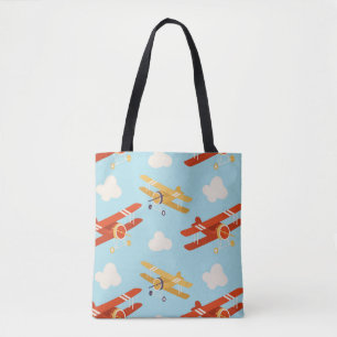 Vintage Planes Clouds Background Pattern Tote Bag