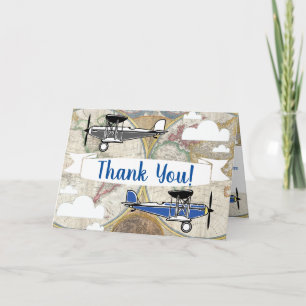Vintage Planes & World Map Adventure Thank You