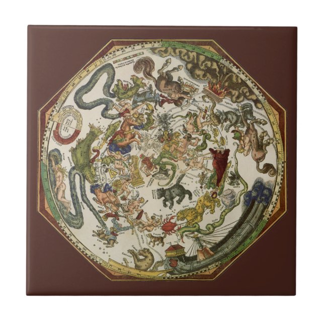 Vintage Planisphere Celestial Map by Peter Apian Tile (Front)