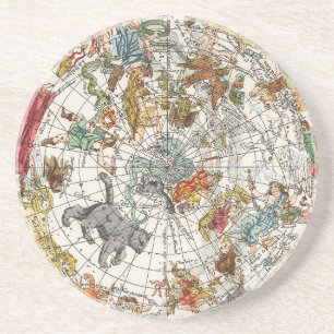 Vintage Planisphere Star Map by Nicholas de Fer Coaster