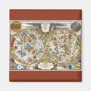 Vintage Planisphere Star Map by Nicholas de Fer Magnet