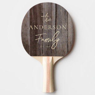 Vintage Planks Hand Written Family Name Ping Pong Paddle