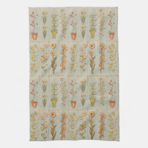 Vintage Plant Illustrations Kitchen Towel