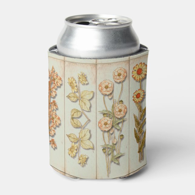 Vintage Plant Illustrations Rustic Can Cooler (Can Front)