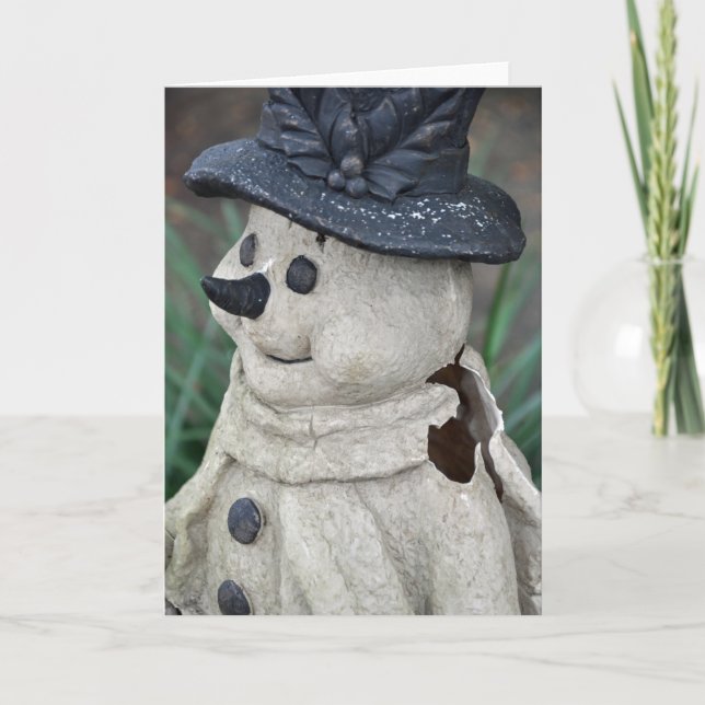 Vintage Plastic Snowman Holiday Card (Front)