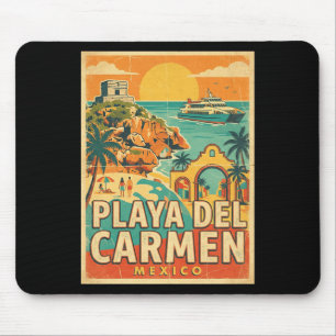 Vintage Playa Del Carmen Mexico Travel Souvenir Mouse Pad