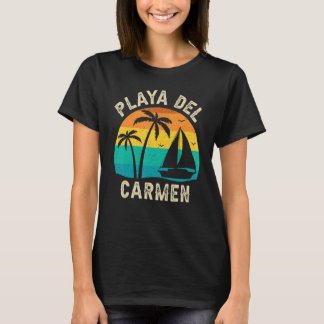 Vintage Playa Del Carmen Sunset Matching Family V T-Shirt