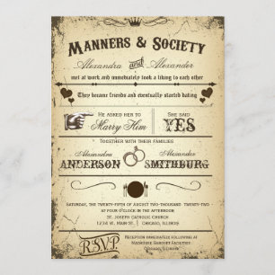 Vintage Playbill Storyline Formal Wedding Invite 2