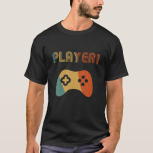 Vintage Player 1 Gamer Couples Matching Player 1 P T-Shirt
