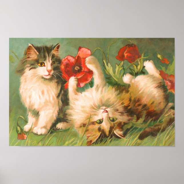 Vintage Playful Kittens Print (Front)