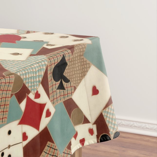 Vintage Playing Cards And Dice pattern Tablecloth (In Situ)