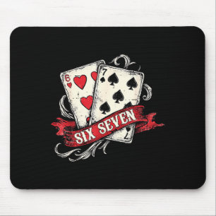 Vintage Playing Cards Six Seven 67 Meme Valentine Mouse Pad