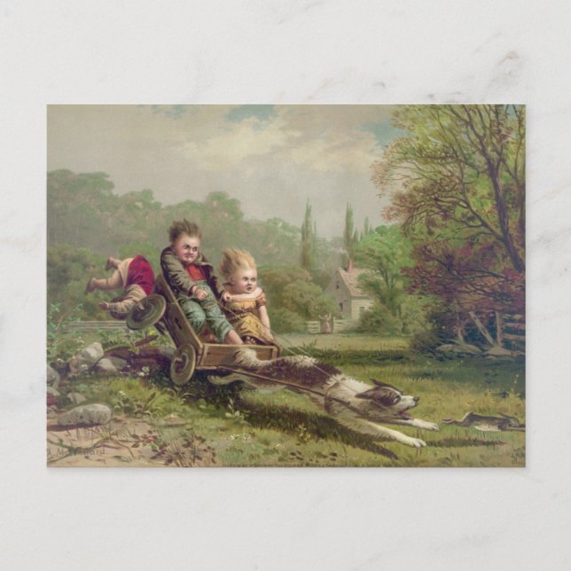 Vintage Playing Children Postcard (Front)