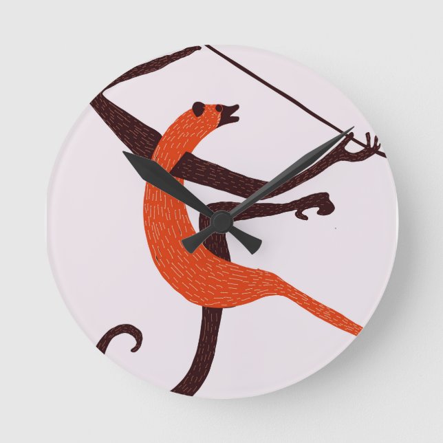 Vintage Playing Monkey Round Clock (Front)