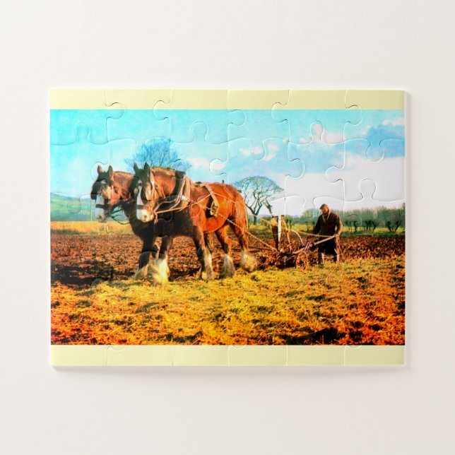 Vintage ploughing jigsaw puzzle (Horizontal)
