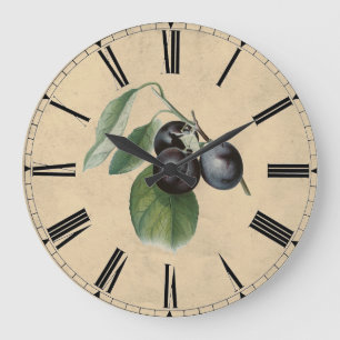 Vintage Plum Illustration Large Clock