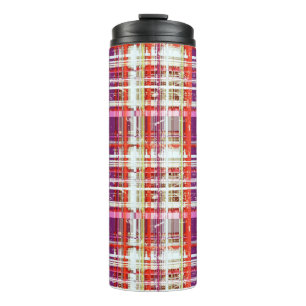 Vintage Plum Peach Grape Retro Plaid  Thermal Tumbler