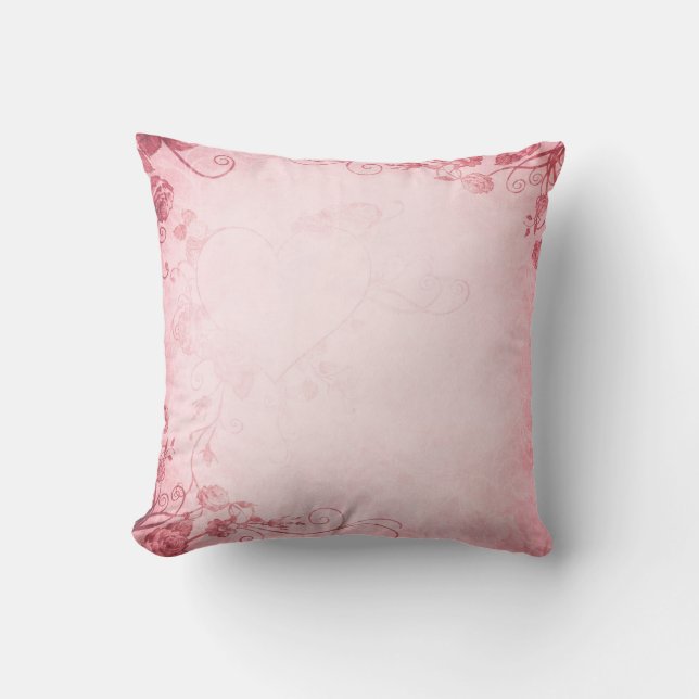 Vintage Plum Rose Throw Pillow (Front)