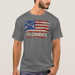 Vintage Plumber American Flag Plumbing Gift T-Shirt