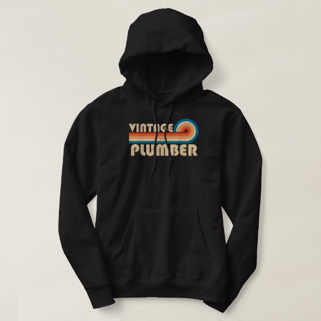 Vintage Plumber Job Title Birthday Idea Hoodie (Design Front)