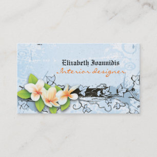 Vintage plumeria interior designer business card