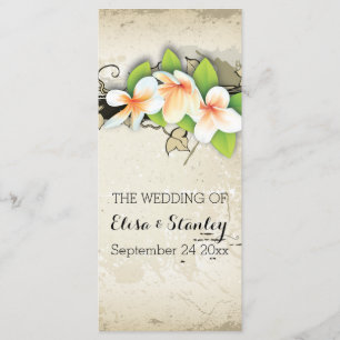 Vintage plumeria & ivy beige wedding program