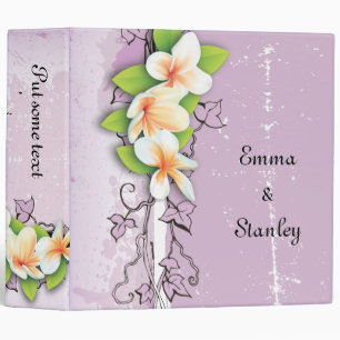 Vintage plumeria ivy purple white wedding binder
