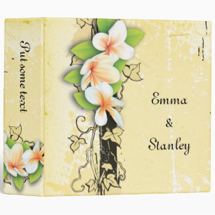 Vintage plumeria ivy yellow white wedding binder