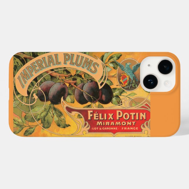 Vintage Plums Fruit Label Case-Mate iPhone Case (Back (Horizontal))