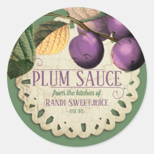 Vintage plums jam preserves home canning label