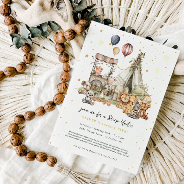 Vintage Plush Animals | Sleepover Sleepunder  Invitation (Creator Uploaded)