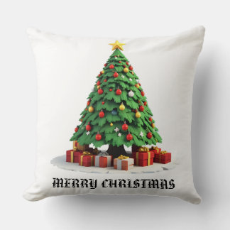 Vintage Plush Christmas Tree Art Throw Pillow