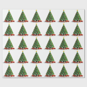 Vintage Plush Christmas Tree Art Wrapping Paper