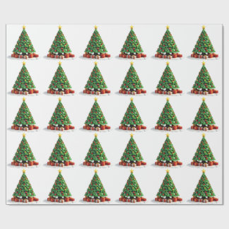 Vintage Plush Christmas Tree Art Wrapping Paper