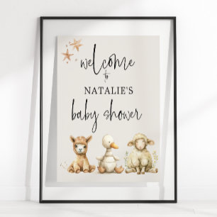 Vintage Plush Nursery Animals Baby Shower Sign
